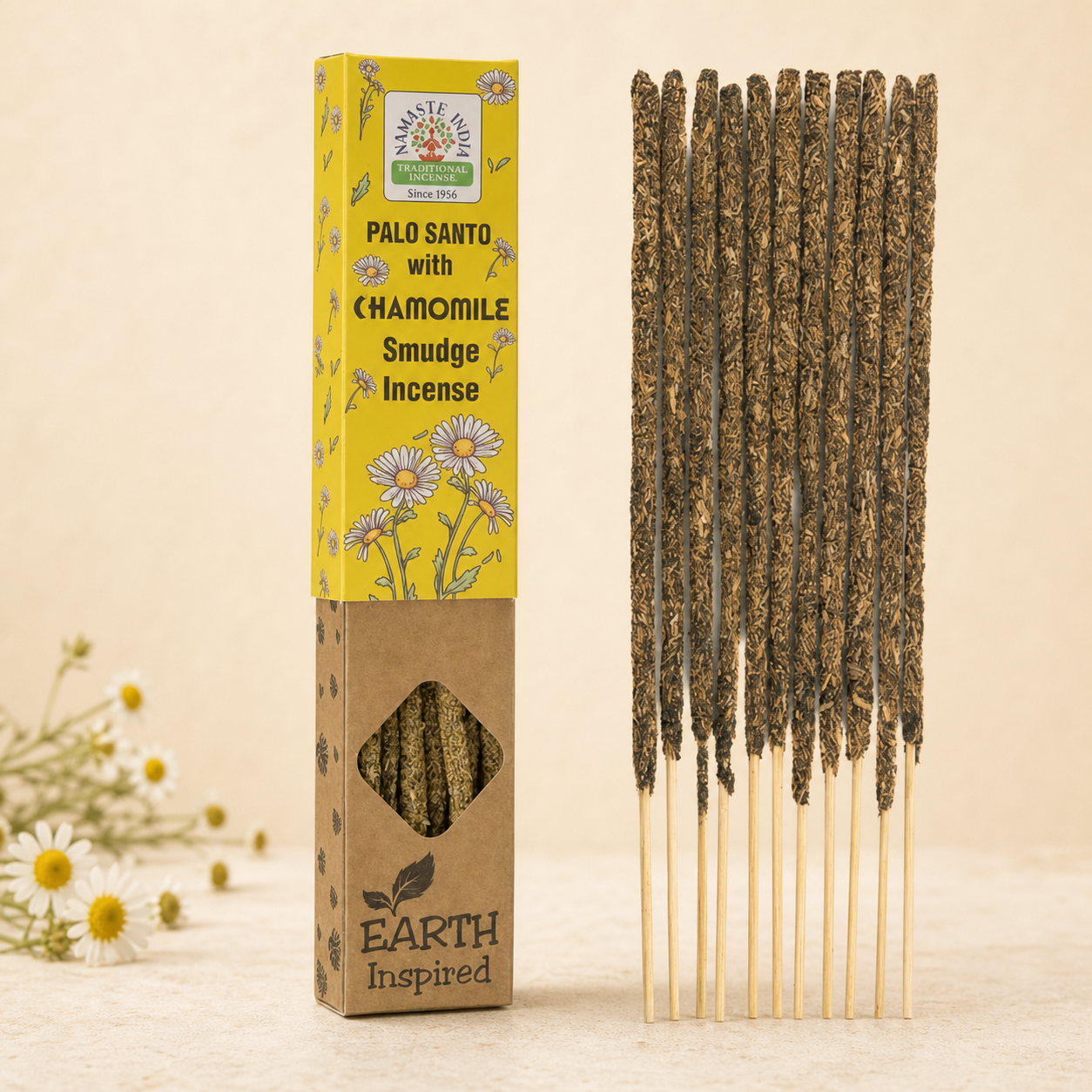 Rzemieślnicze kadzidełka indyjskie Namaste India – Rumianek z Palo Santo