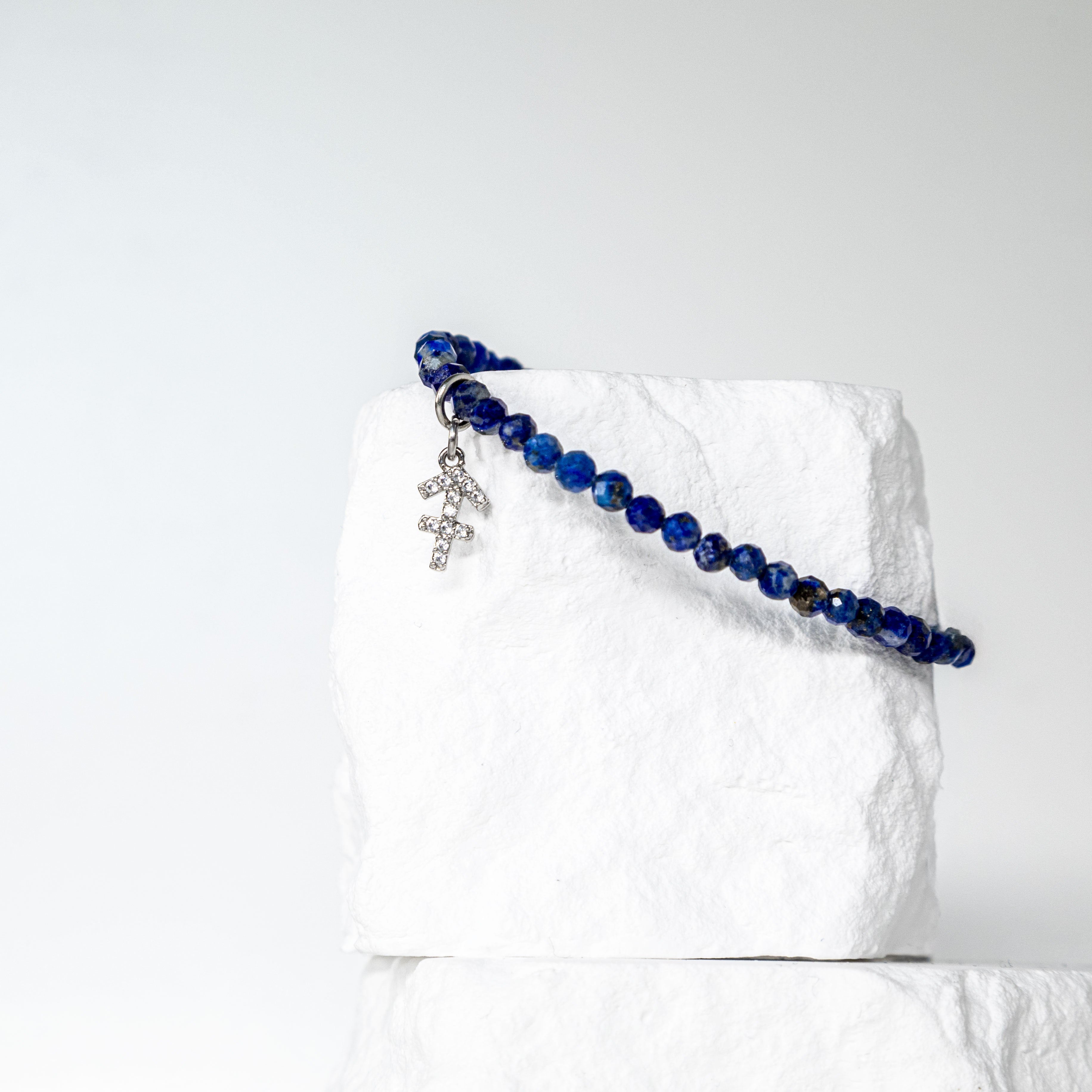Srebrna Bransoletka Zodiakalna z Lapis Lazuli | Amulet Intuicji