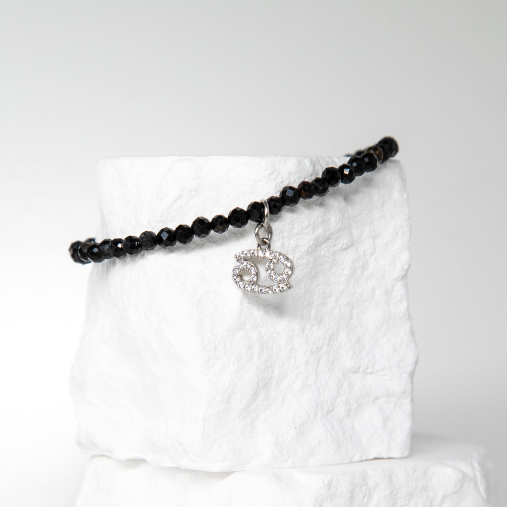 Srebrna Bransoletka Zodiakalna z Czarnym Turmalinem - Amulet Ochrony