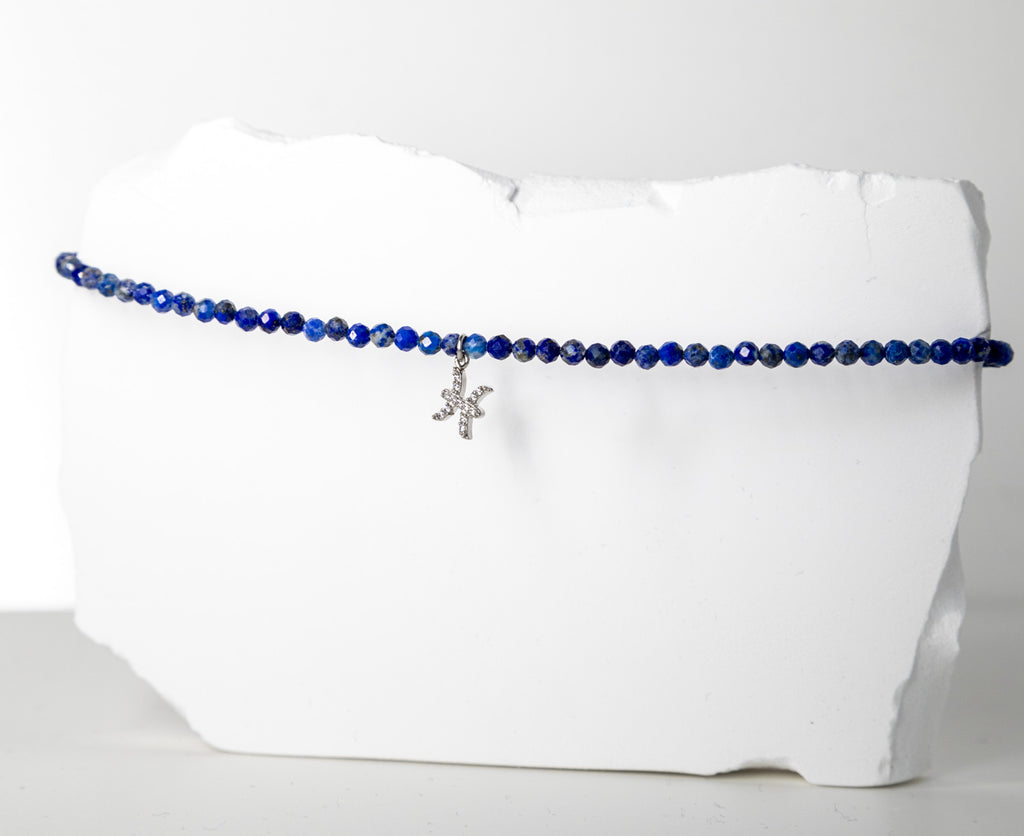 Srebrny Choker Zodiakalny z Lapis Lazuli – Amulet Intuicji